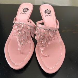 Yellow Box Pink Sandal Heels, NWOT. Size 7.5